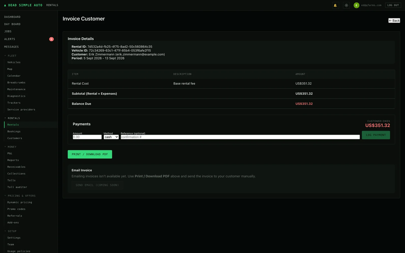 Guest invoice